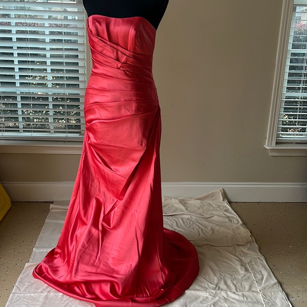 Peach Strapless Formal Gown